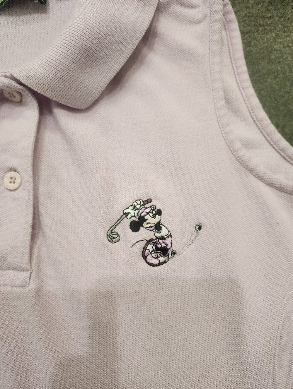 Vintage 90s Disney Golf Collection Women's Medium Minnie Sleeveless Polo Shirt - Picture 4 of 8